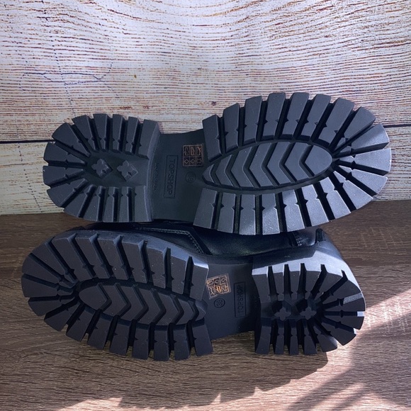 New In Box Topshop Alex leather chunky lace Up boot in Black Size 5 - Picture 8 of 9